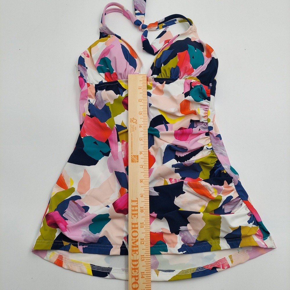 Gottex Tankini Top Womens 6 Multi NWT Abstract Floral Ruched Halter E22361B88 - Picture 5 of 10